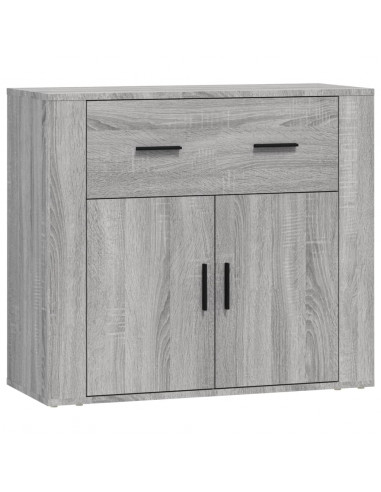 Credenze 3 pz Grigio Sonoma in Legno Multistrato
