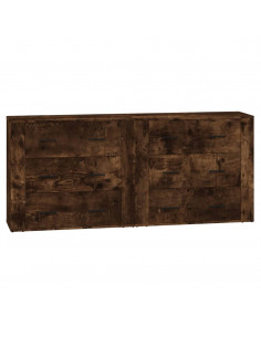 Credenze 2 pz Rovere Fumo in Legno Multistrato 2