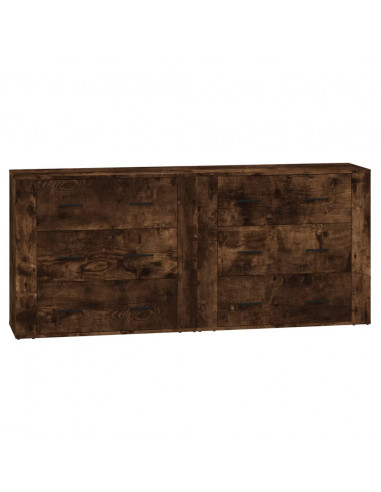 Credenze 2 pz Rovere Fumo in Legno Multistrato