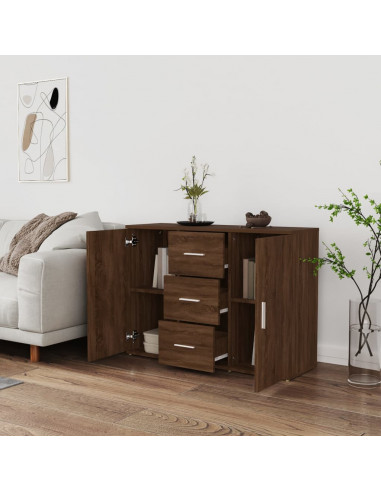 Credenza Rovere Marrone 91x29,5x65 cm in Legno Multistrato