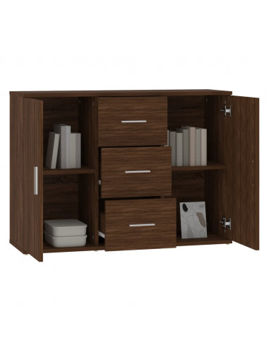 Credenza Rovere Marrone 91x29,5x65 cm in Legno Multistrato