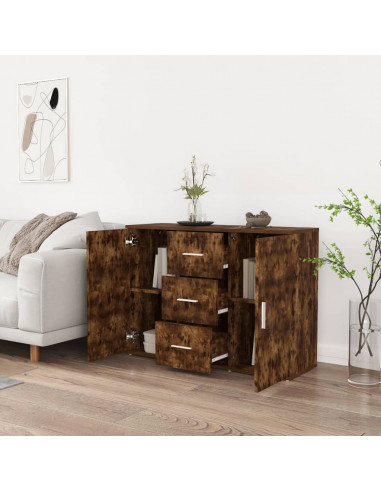 Credenza Rovere Fumo 91x29,5x65 cm in Legno Multistrato