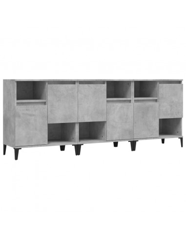 Credenze 3pz Grigio Cemento 60x35x70 cm in Legno Multistrato