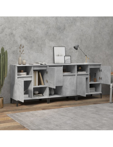 Credenze 3pz Grigio Cemento 60x35x70 cm in Legno Multistrato