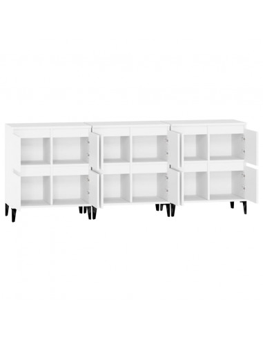 Credenze 3pz Bianche 60x35x70 cm in Legno Multistrato
