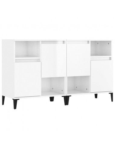 Credenze 2pz Bianco Lucido 60x35x70 cm in Legno Multistrato