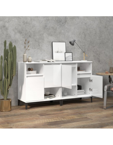 Credenze 2pz Bianco Lucido 60x35x70 cm in Legno Multistrato