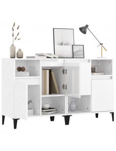 Credenze 2pz Bianco Lucido 60x35x70 cm in Legno Multistrato