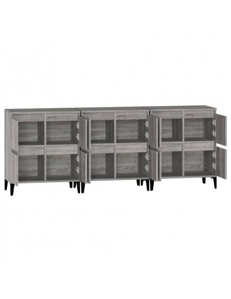 Credenze 3pz Grigio Sonoma 60x35x70 cm in Legno Multistrato