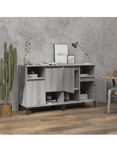 Credenze 2pz Grigio Sonoma 60x35x70 cm in Legno Multistrato