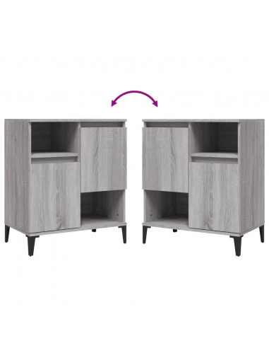 Credenze 2pz Grigio Sonoma 60x35x70 cm in Legno Multistrato