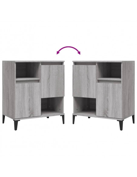 Credenze 2pz Grigio Sonoma 60x35x70 cm in Legno Multistrato
