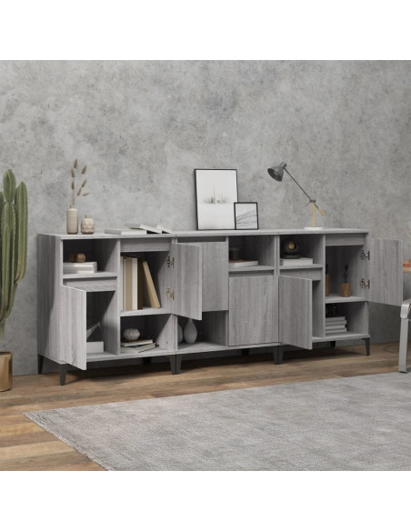 Credenze 3pz Grigio Sonoma 60x35x70 cm in Legno Multistrato