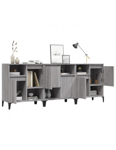 Credenze 3pz Grigio Sonoma 60x35x70 cm in Legno Multistrato