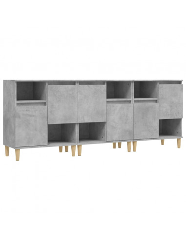 Credenze 3pz Grigio Cemento 60x35x70 cm in Legno Multistrato