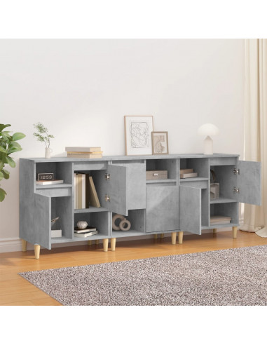 Credenze 3pz Grigio Cemento 60x35x70 cm in Legno Multistrato