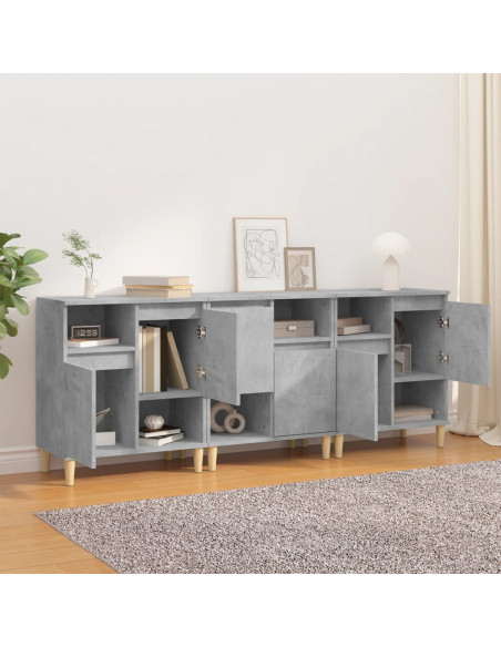 Credenze 3pz Grigio Cemento 60x35x70 cm in Legno Multistrato