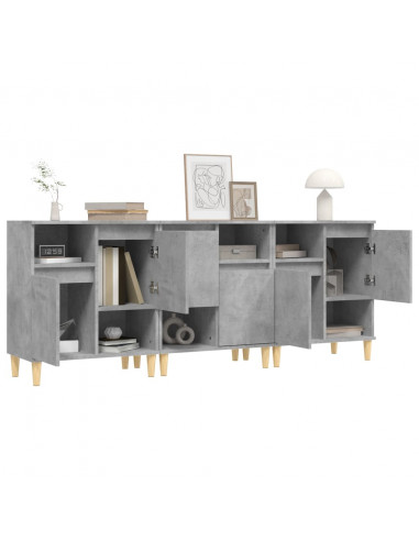 Credenze 3pz Grigio Cemento 60x35x70 cm in Legno Multistrato