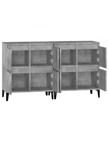 Credenze 2pz Grigio Cemento 60x35x70 cm in Legno Multistrato