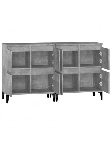 Credenze 2pz Grigio Cemento 60x35x70 cm in Legno Multistrato