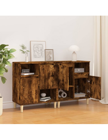 Credenze 2pz Rovere Fumo 60x35x70 cm in Legno Multistrato