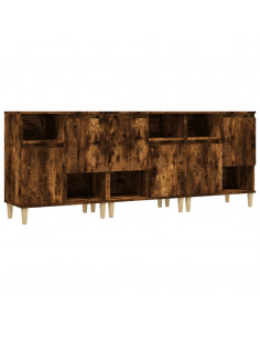 Credenze 3pz Rovere Fumo 60x35x70 cm in Legno Multistrato 2