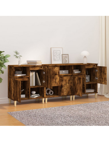 Credenze 3pz Rovere Fumo 60x35x70 cm in Legno Multistrato