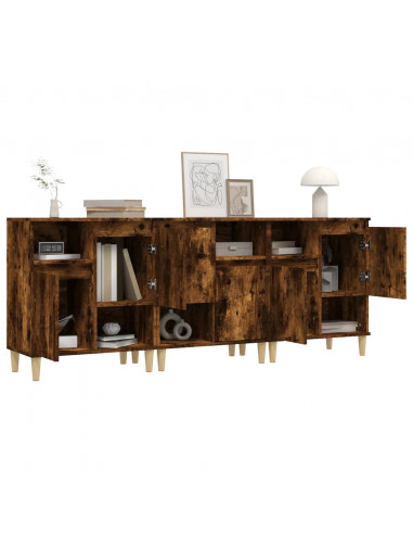 Credenze 3pz Rovere Fumo 60x35x70 cm in Legno Multistrato