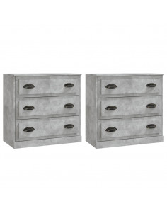 Credenze 2 pz Grigio Cemento in Legno Multistrato 2