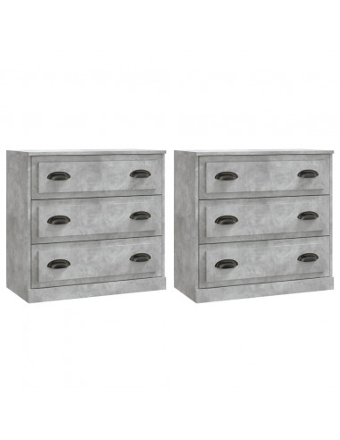 Credenze 2 pz Grigio Cemento in Legno Multistrato
