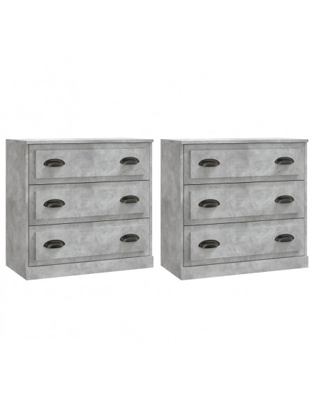 Credenze 2 pz Grigio Cemento in Legno Multistrato