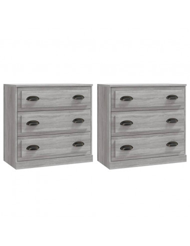 Credenze 2 pz Grigio Sonoma in Legno Multistrato