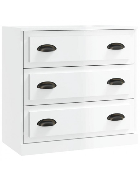 Credenze 2 pz Bianco Lucido in Legno Multistrato