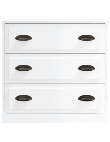 Credenze 2 pz Bianco Lucido in Legno Multistrato