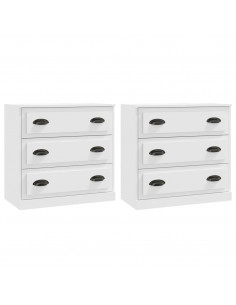 Credenze 2 pz Bianche in Legno Multistrato 2