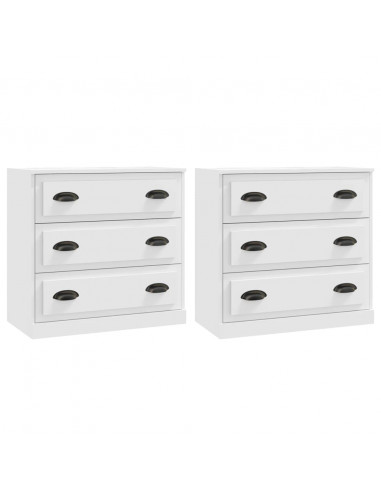 Credenze 2 pz Bianche in Legno Multistrato