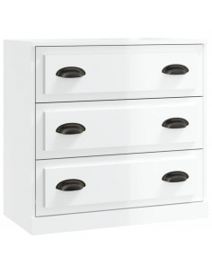Credenza Bianco Lucido 70x35,5x67,5 cm in Legno Multistrato 2
