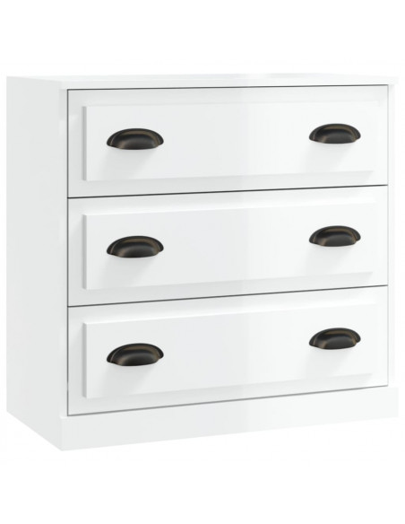 Credenza Bianco Lucido 70x35,5x67,5 cm in Legno Multistrato