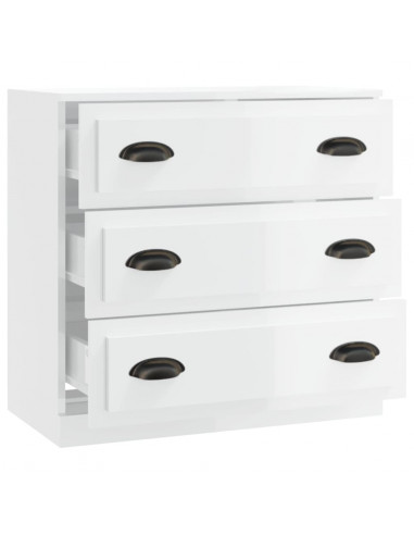 Credenza Bianco Lucido 70x35,5x67,5 cm in Legno Multistrato