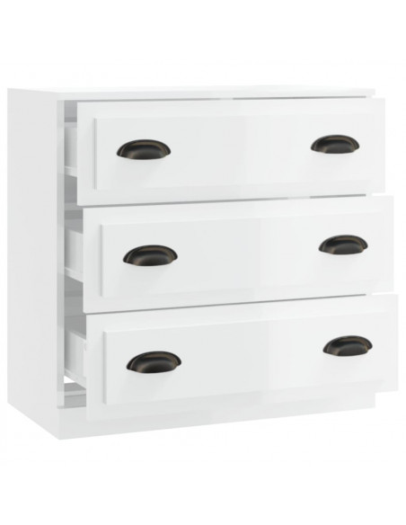 Credenza Bianco Lucido 70x35,5x67,5 cm in Legno Multistrato