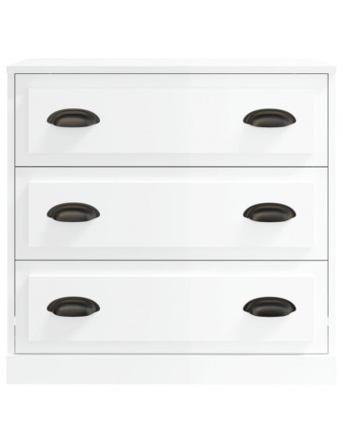 Credenza Bianco Lucido 70x35,5x67,5 cm in Legno Multistrato