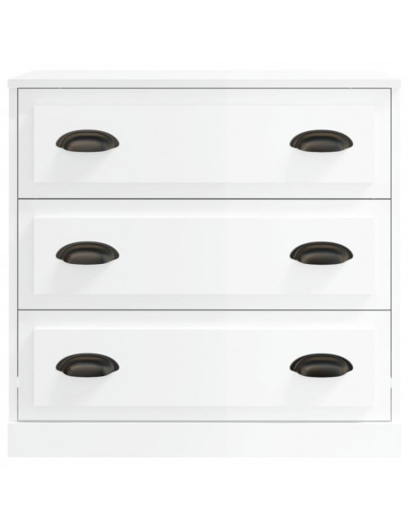 Credenza Bianco Lucido 70x35,5x67,5 cm in Legno Multistrato