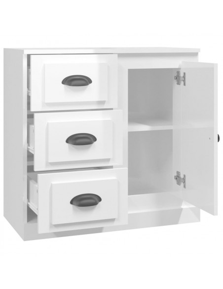 Credenza Bianco Lucido 70x35,5x67,5 cm in Legno Multistrato