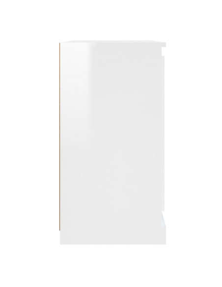 Credenza Bianco Lucido 70x35,5x67,5 cm in Legno Multistrato
