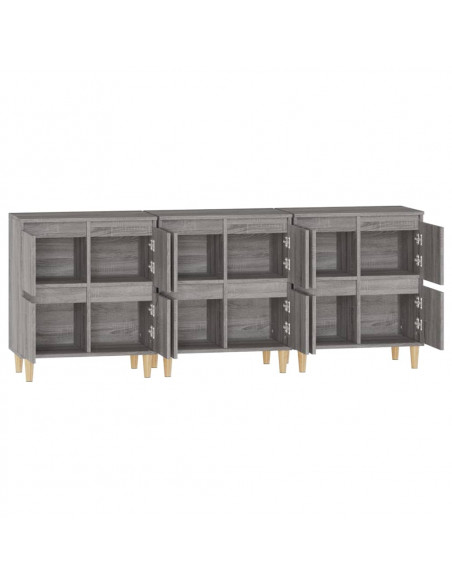 Credenze 3pz Grigio Sonoma 60x35x70 cm in Legno Multistrato