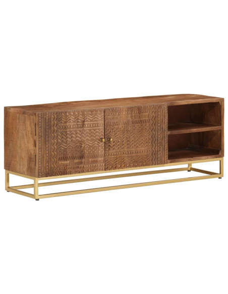 Mobile Porta TV 110x30x40 cm in Legno Massello di Mango e Ferro
