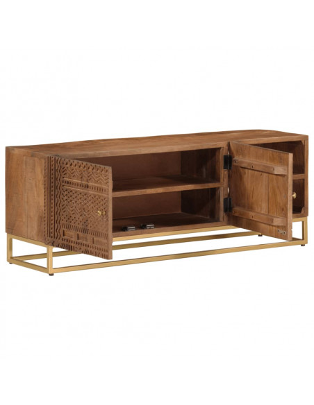 Mobile Porta TV 110x30x40 cm in Legno Massello di Mango e Ferro