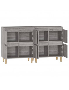 Credenze 2pz Grigio Sonoma 60x35x70 cm in Legno Multistrato 2