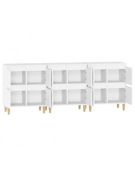 Credenze 3pz Bianche 60x35x70 cm in Legno Multistrato