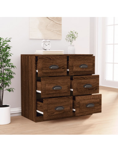 Credenza Rovere Marrone 70x35,5x67,5 cm in Legno Multistrato